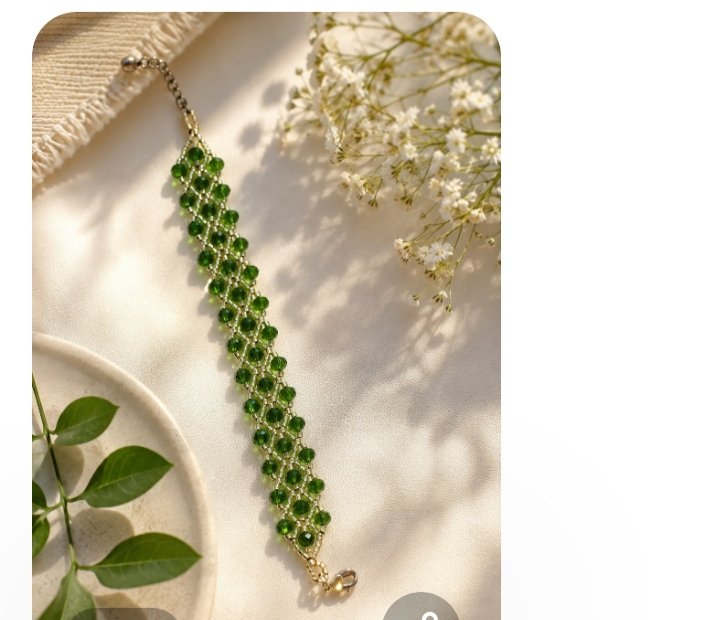 Green Crystal Beaded Crochet Bracelet — Sutram