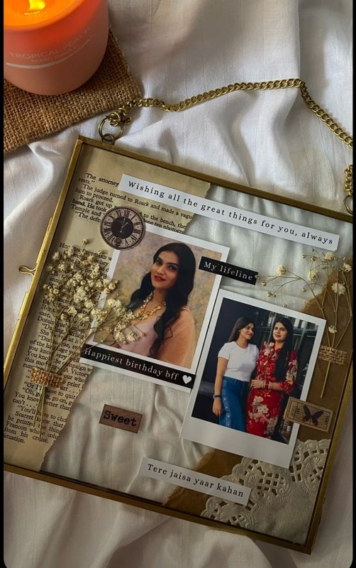 Personalized Scrapbook glass  Photo Frame Gift — Bhumiverse