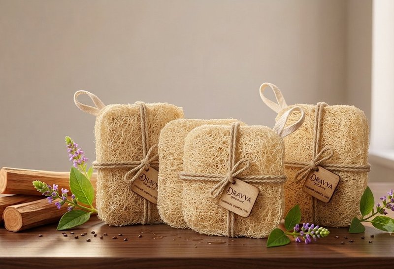 Dravya Organic Natural Luffa Scrubber pack of 4 — Dravya Organic
