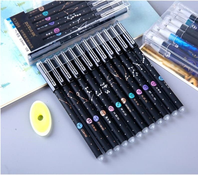 Zodiac signs 12 Erasable Gel pens — TheThingzhub