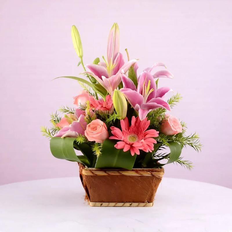 Mixed Flower Basket (Sample) — Velvet Roses