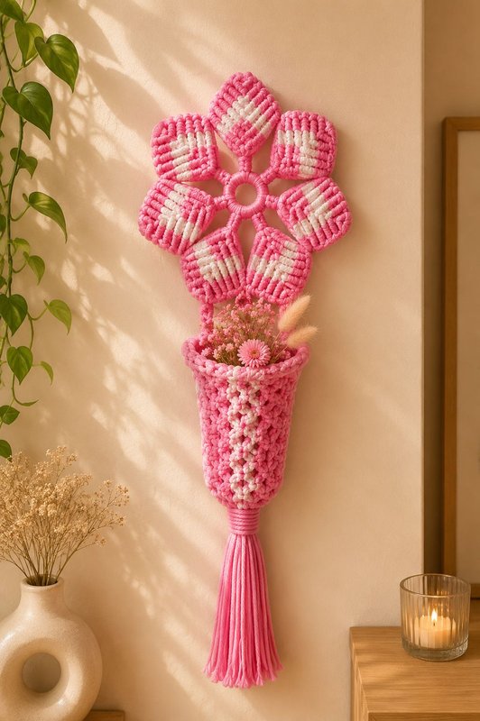 Handmade Macramé Floral Vase — Laxmiradha Handmade Products