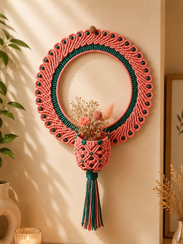 Handmade Macramé Floral Wall Hanging — Laxmiradha Handmade Products