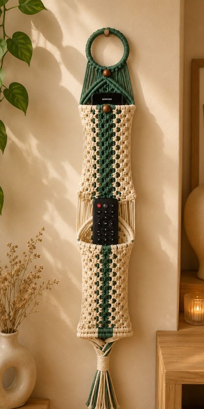 Handmade Macramé Remote Holder — Laxmiradha Handmade Products