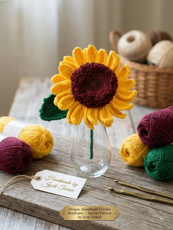 Handmade Crochet Sunflower - Special Edition by Jyoti Tomar — Shree Ji Art Gallery Crochet Handmade