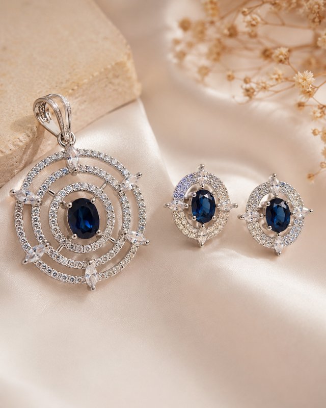 Sapphire & Diamond Jewelry pendent set — Kapira Gallery