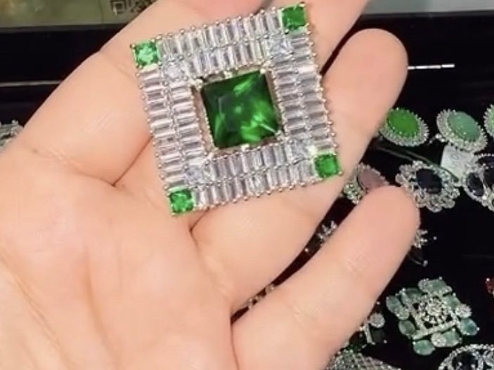 Emerald & Diamond Baguette Square Ring — Kapira Gallery