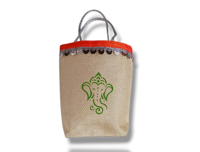 Handmade Jute Tote Bag with Ganesha Embroidery — Dafy Designs