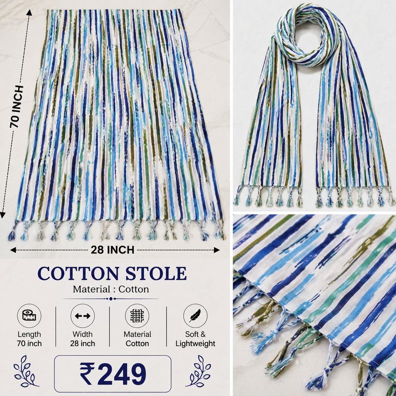 Ready-made cotton  Stole — Dafy Designs