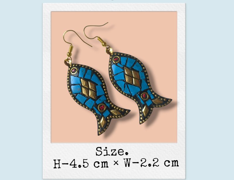 Blue Fish Enamel Earrings — Dafy Designs