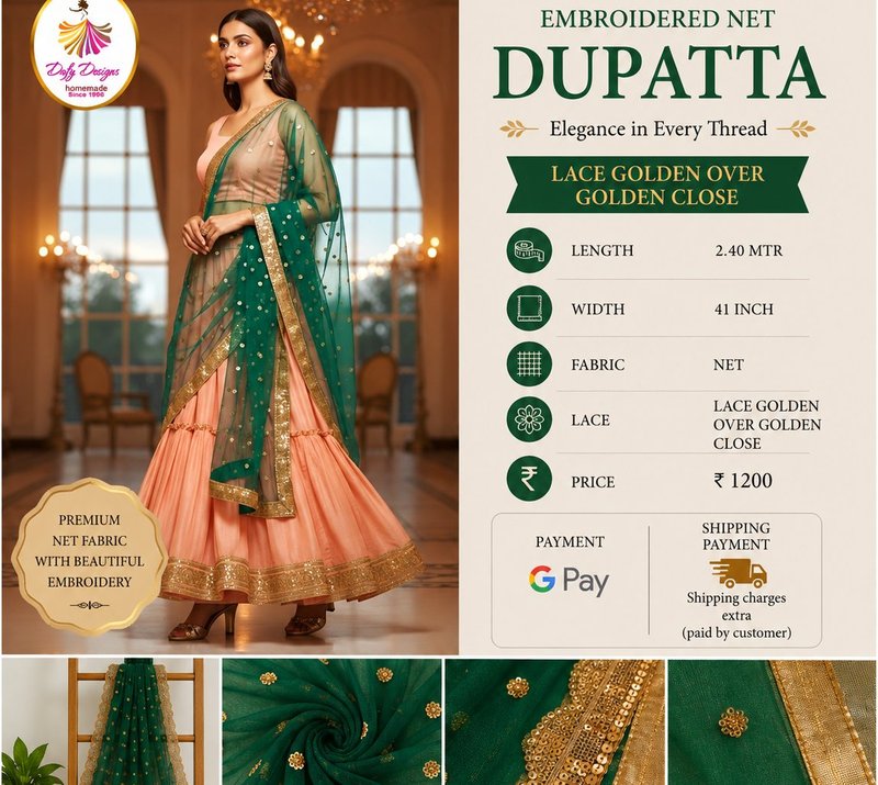 Embroidered Net Dupatta — Dafy Designs