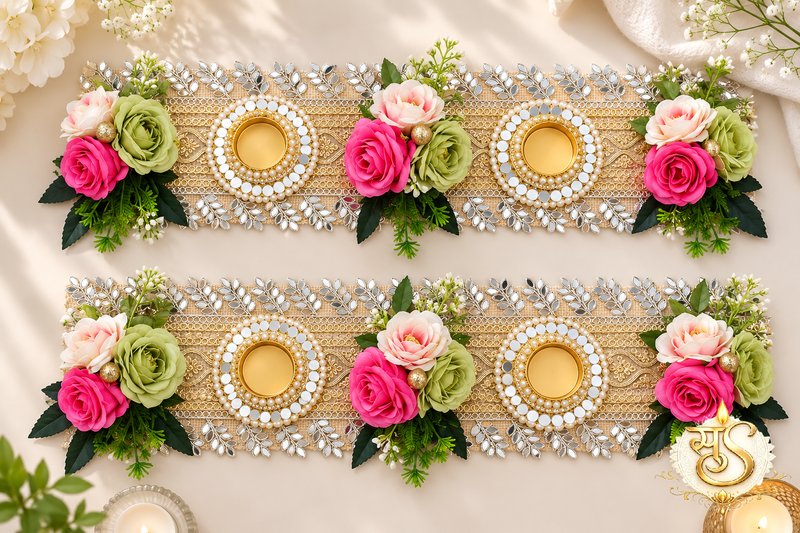 Floral Embellished Premium Runner (Set of 2) — Sumangalam Shilp